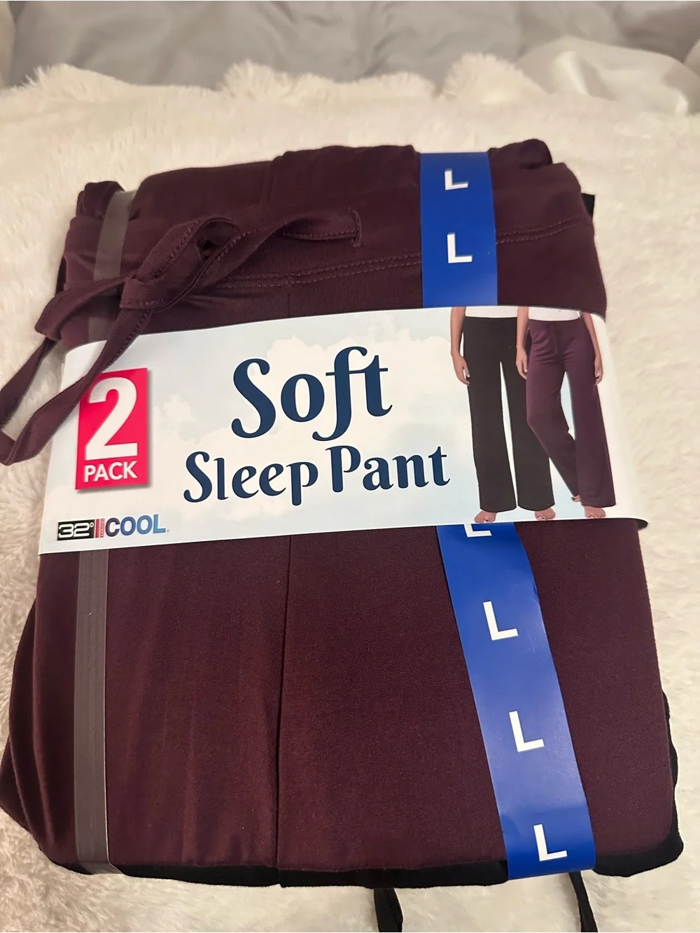 32 Degrees Women's Sleep Pants 2-Pack - Black & Prune Purple